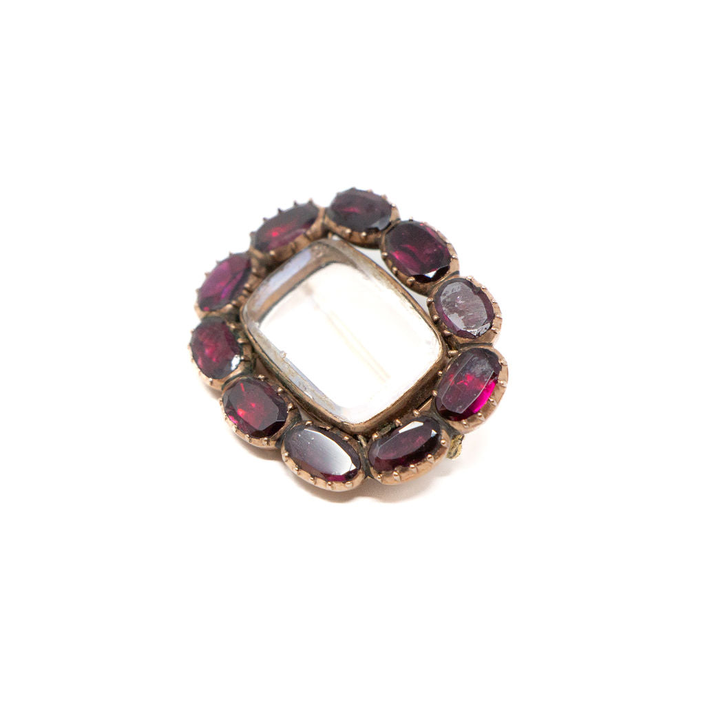 14k Gold Garnet Mourning Brooch