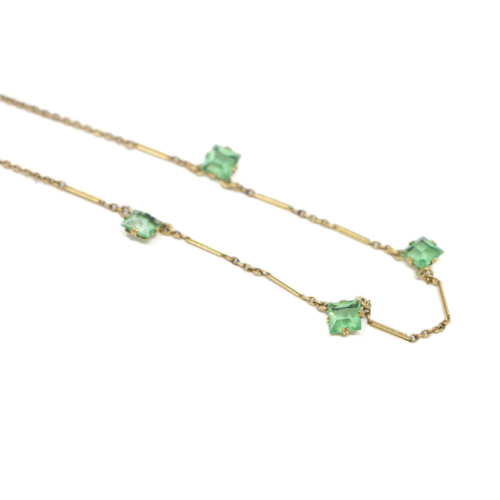 Gold-filled Green Glass Necklace