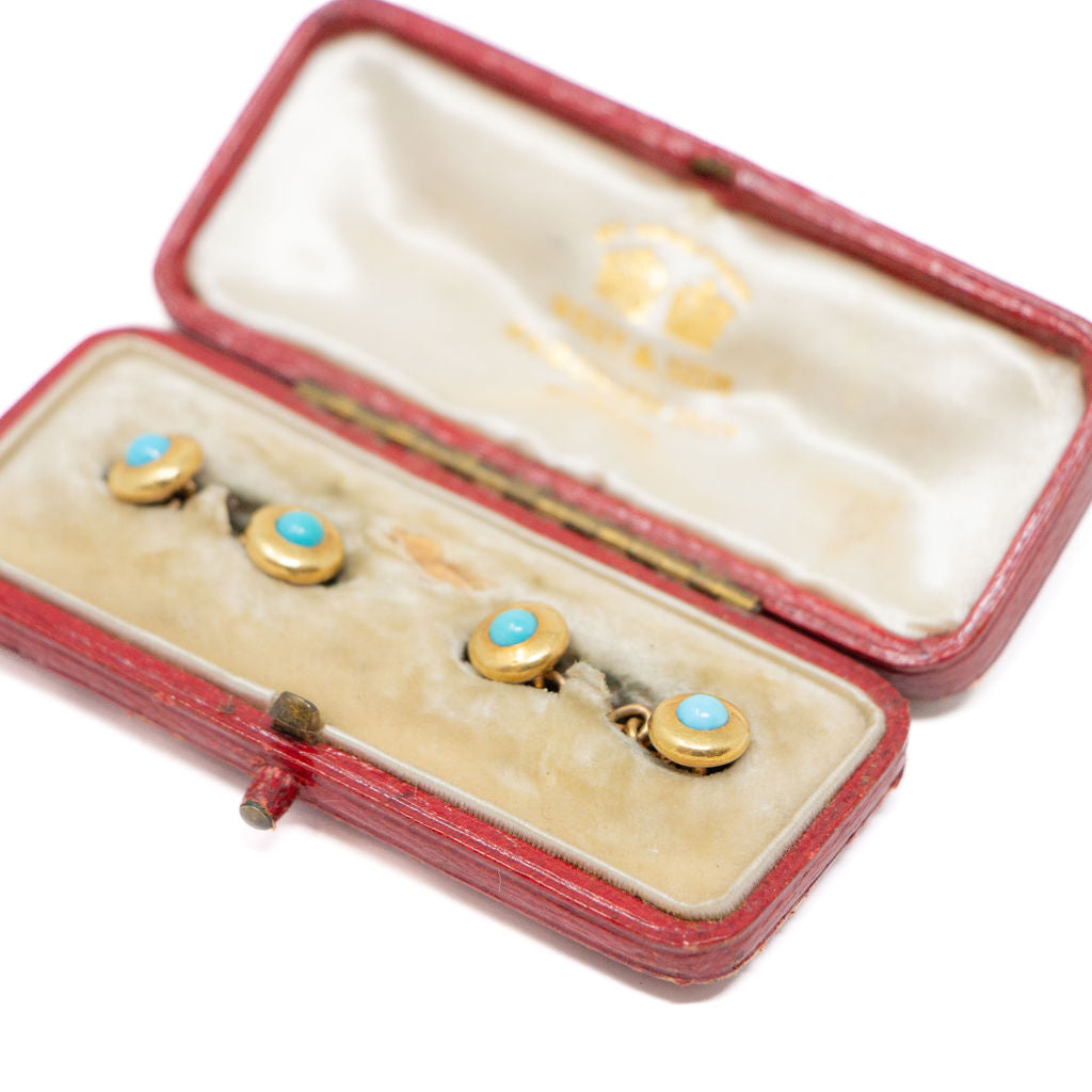 18k Gold Victorian Turquoise Cuff Links