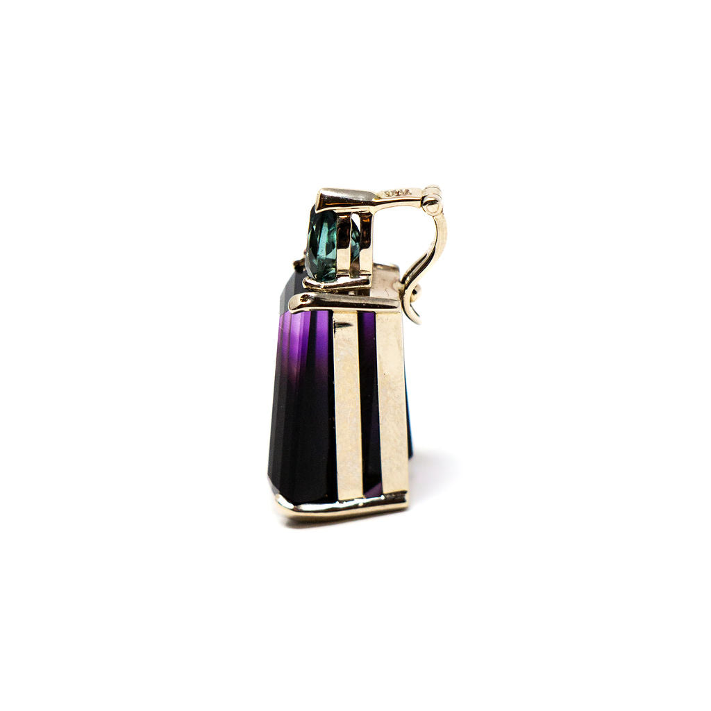 14k White Gold Ametrine and Tourmaline Enhancer Pendant