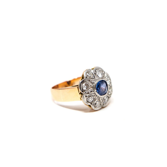 14k Gold Sapphire and Diamond Ring