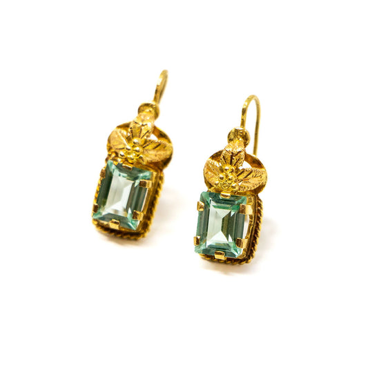 22k Gold Green Beryl Earrings