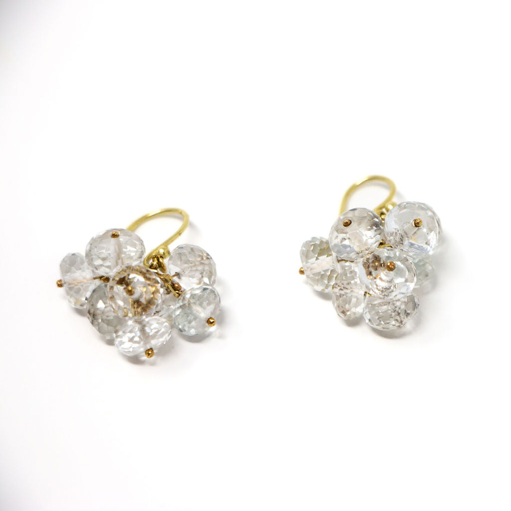 18k Gold Faceted Quartz Earrings