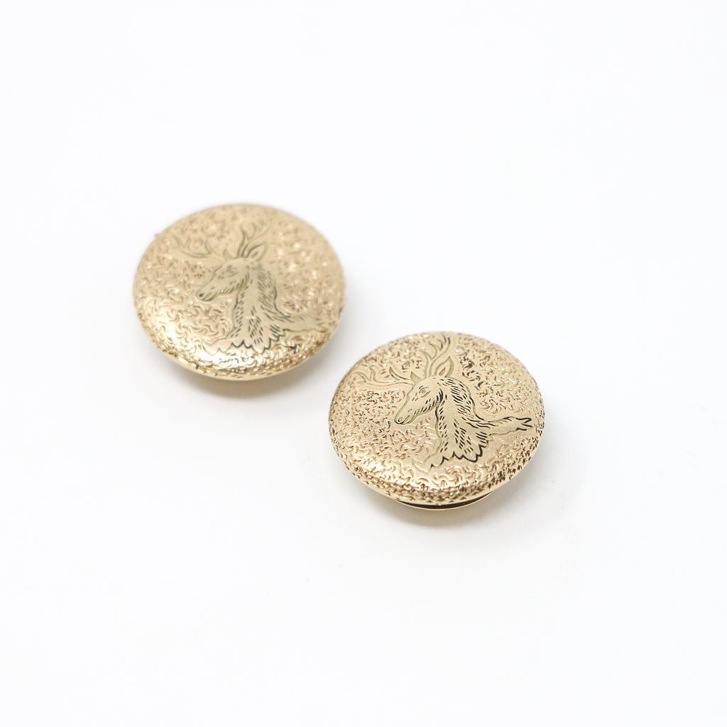 9K Yellow Gold Engraved Bachelor Buttons