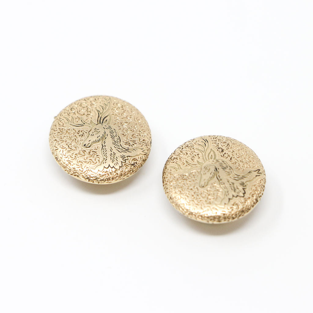 9K Yellow Gold Engraved Bachelor Buttons