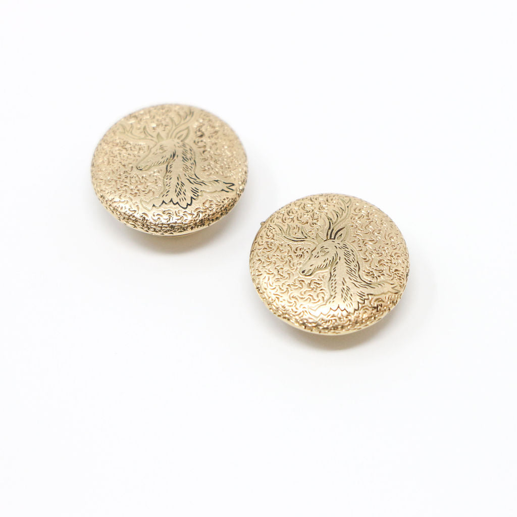 9K Yellow Gold Engraved Bachelor Buttons
