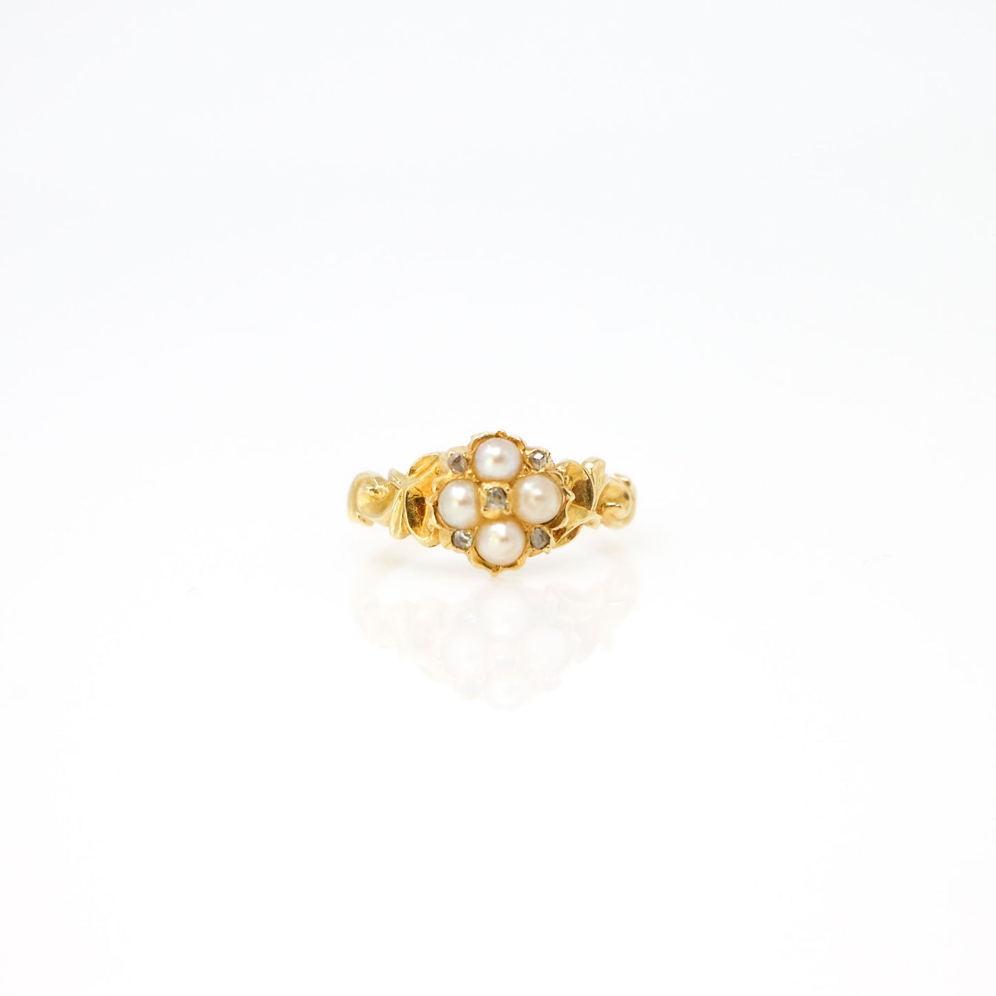 18k Yellow Gold Georgian Pearl and Diamond Ring