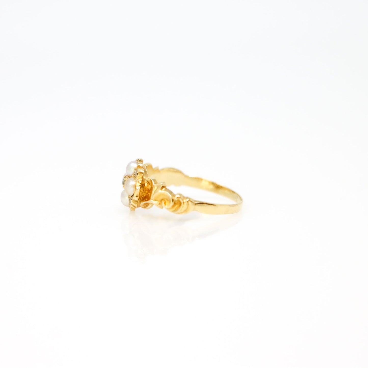 18k Yellow Gold Georgian Pearl and Diamond Ring