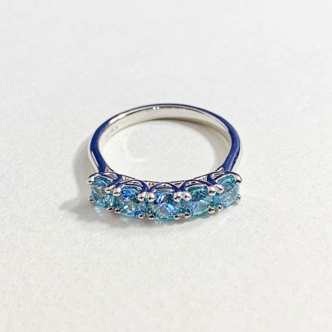 14k white gold Blue Zircon Ring