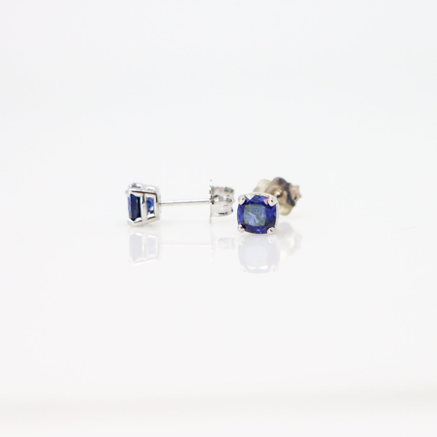 14K White Gold Lab Created Sapphire Earrings