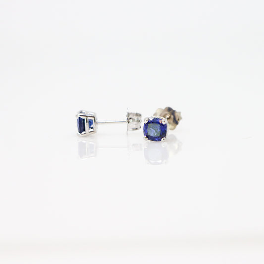 14K White Gold Lab Created Sapphire Earrings