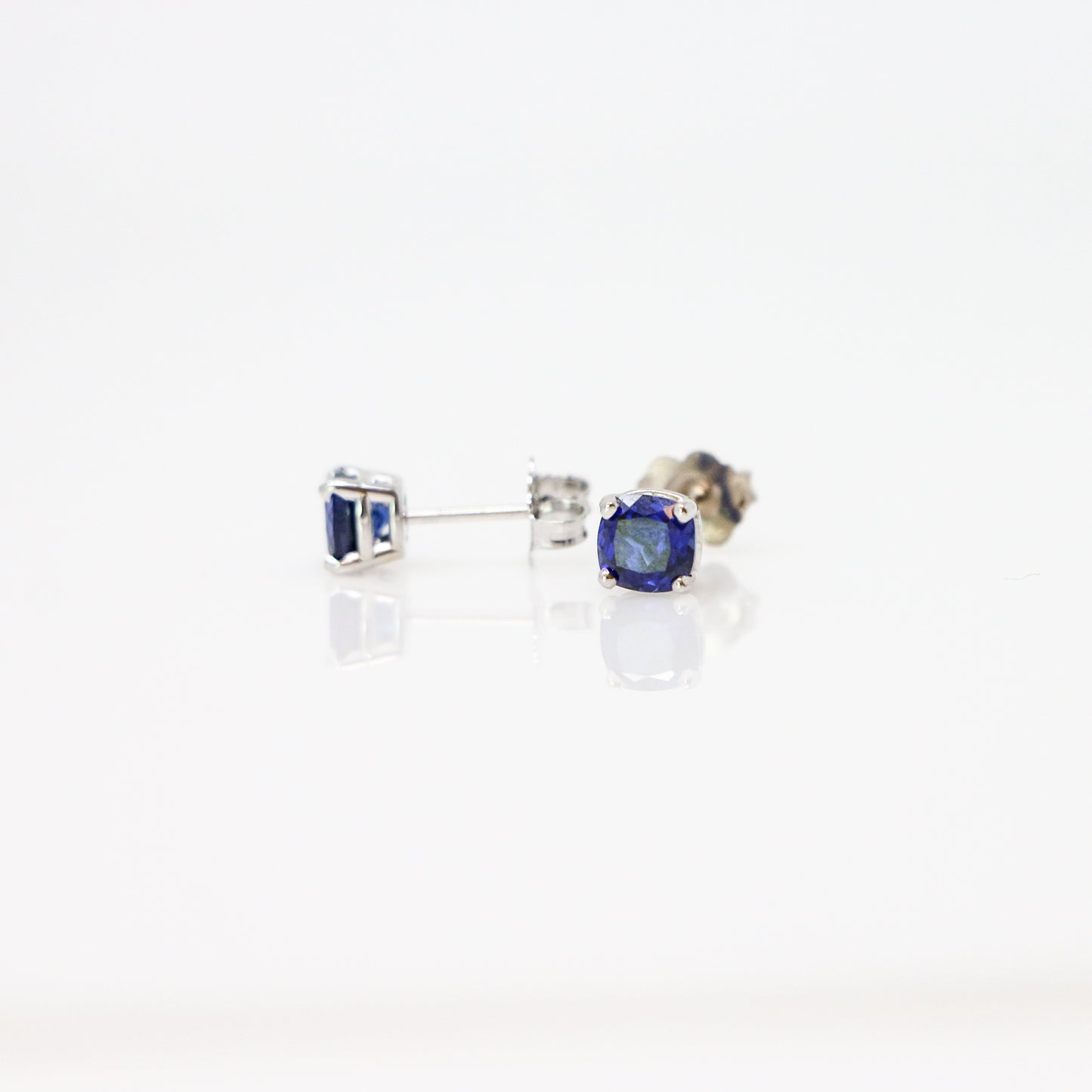 14K White Gold Lab Created Sapphire Earrings
