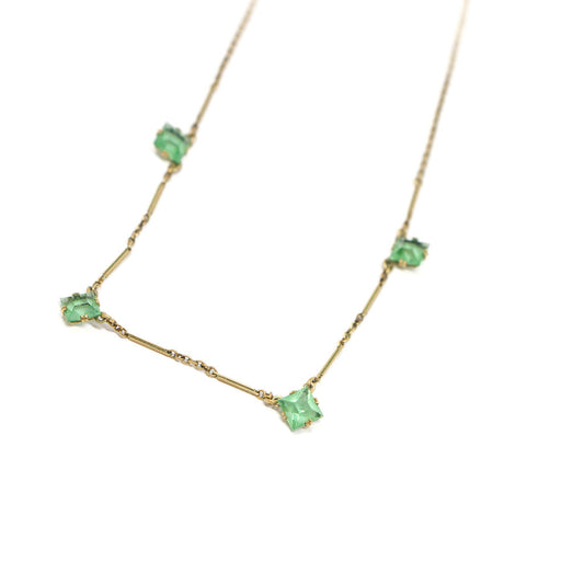 Gold-filled Green Glass Necklace