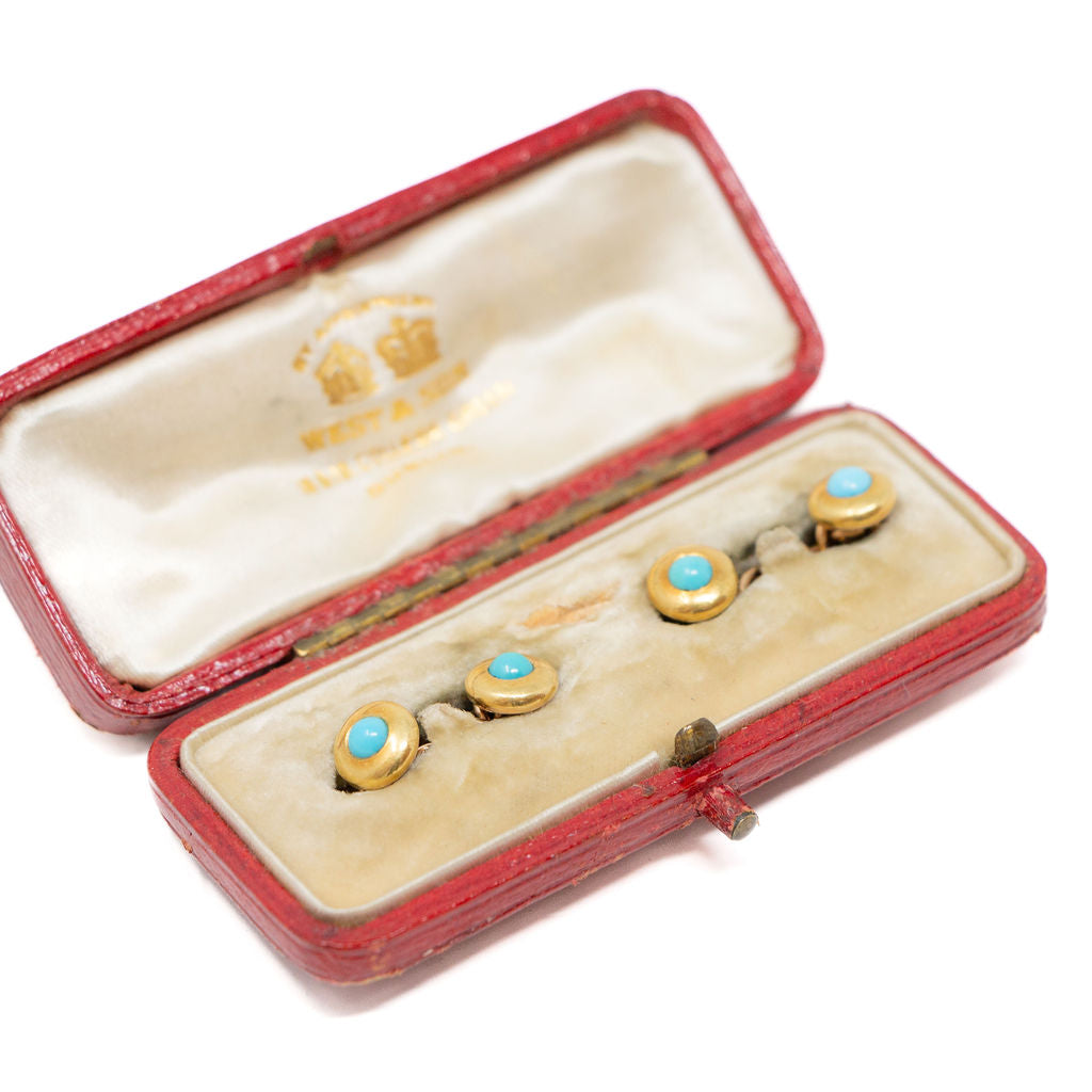 18k Gold Victorian Turquoise Cuff Links
