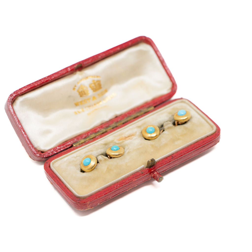 18k Gold Victorian Turquoise Cuff Links