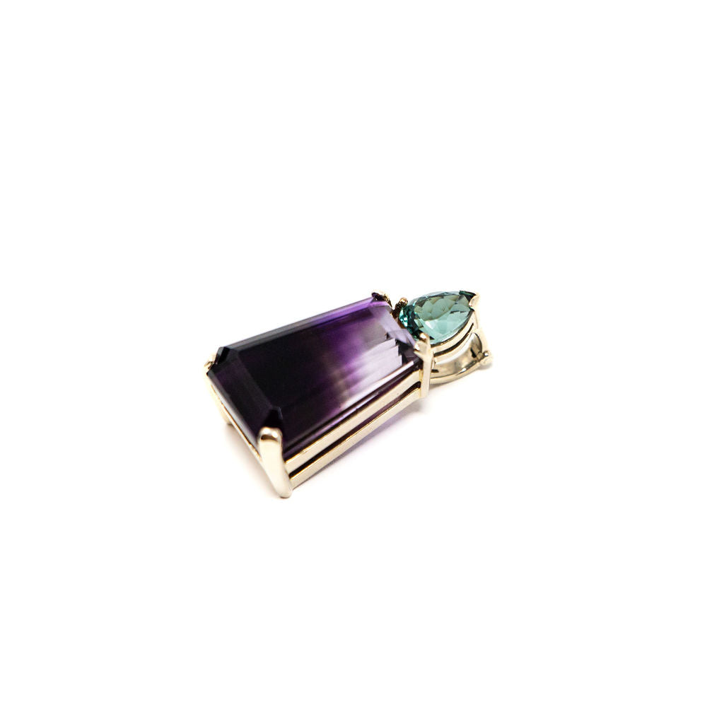 14k White Gold Ametrine and Tourmaline Enhancer Pendant