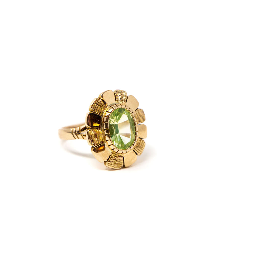 14k Gold Green Beryl  Ring