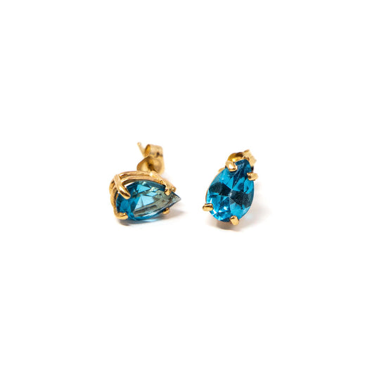 14k Gold Blue Topaz Earrings
