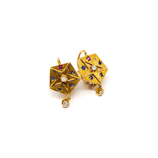 18k Gold “Order of the Eastern Star” Masonic Earrings