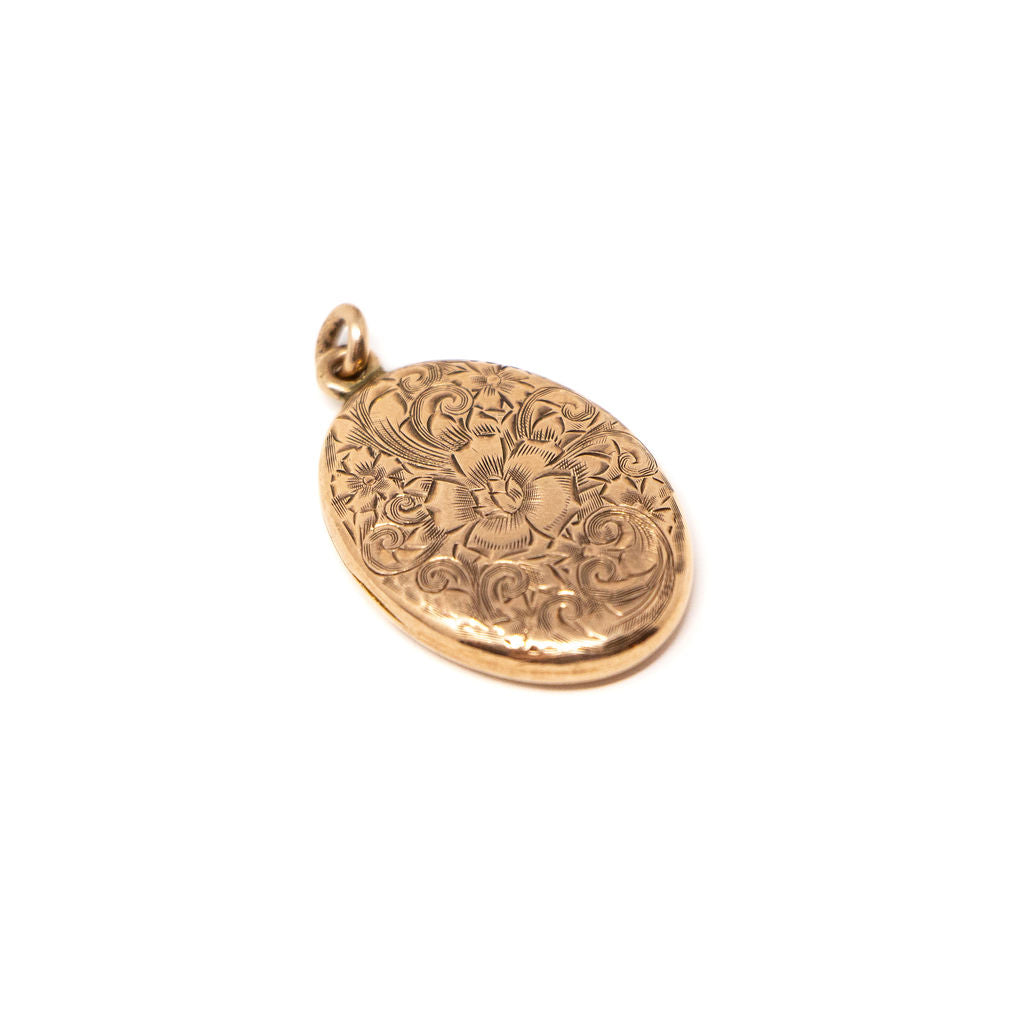 14k Rose Gold Vintage Engraved Locket