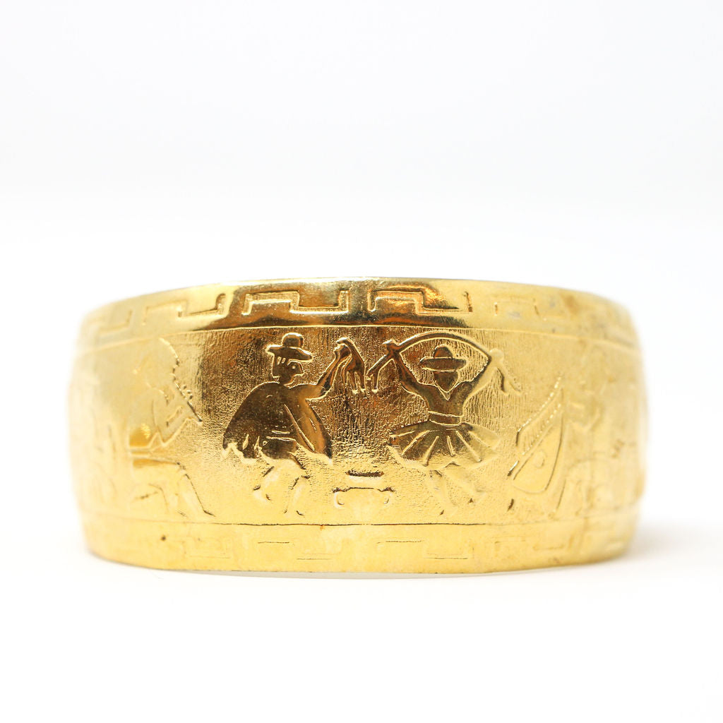 Peruvian Gold Vermeil Cuff Bracelet (Large)