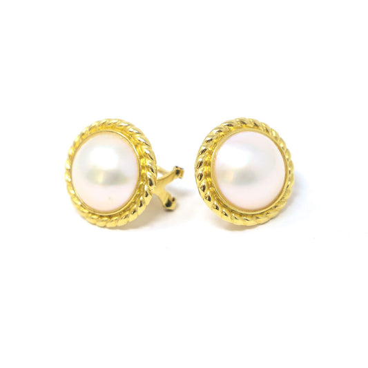 18K Yellow Gold Mabe Pearl Earrings