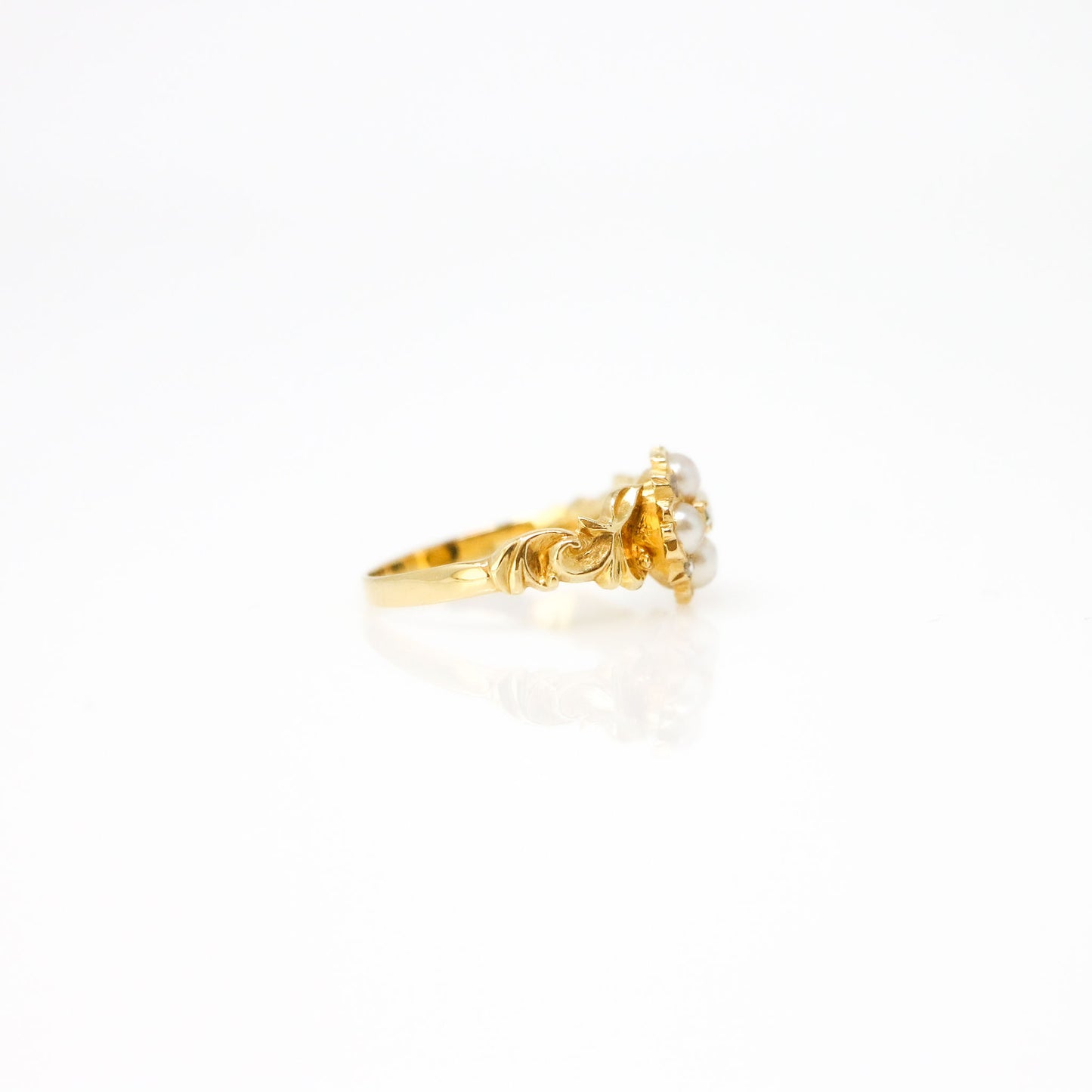 18k Yellow Gold Georgian Pearl and Diamond Ring