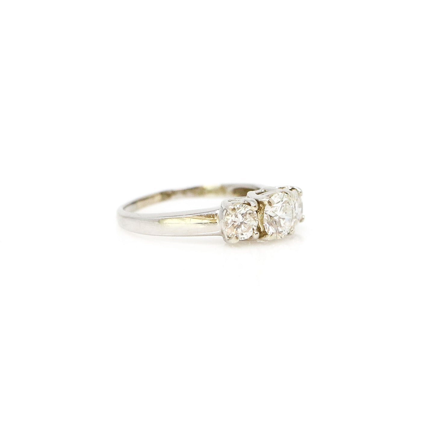 14k White Gold Three Stone Diamond Ring