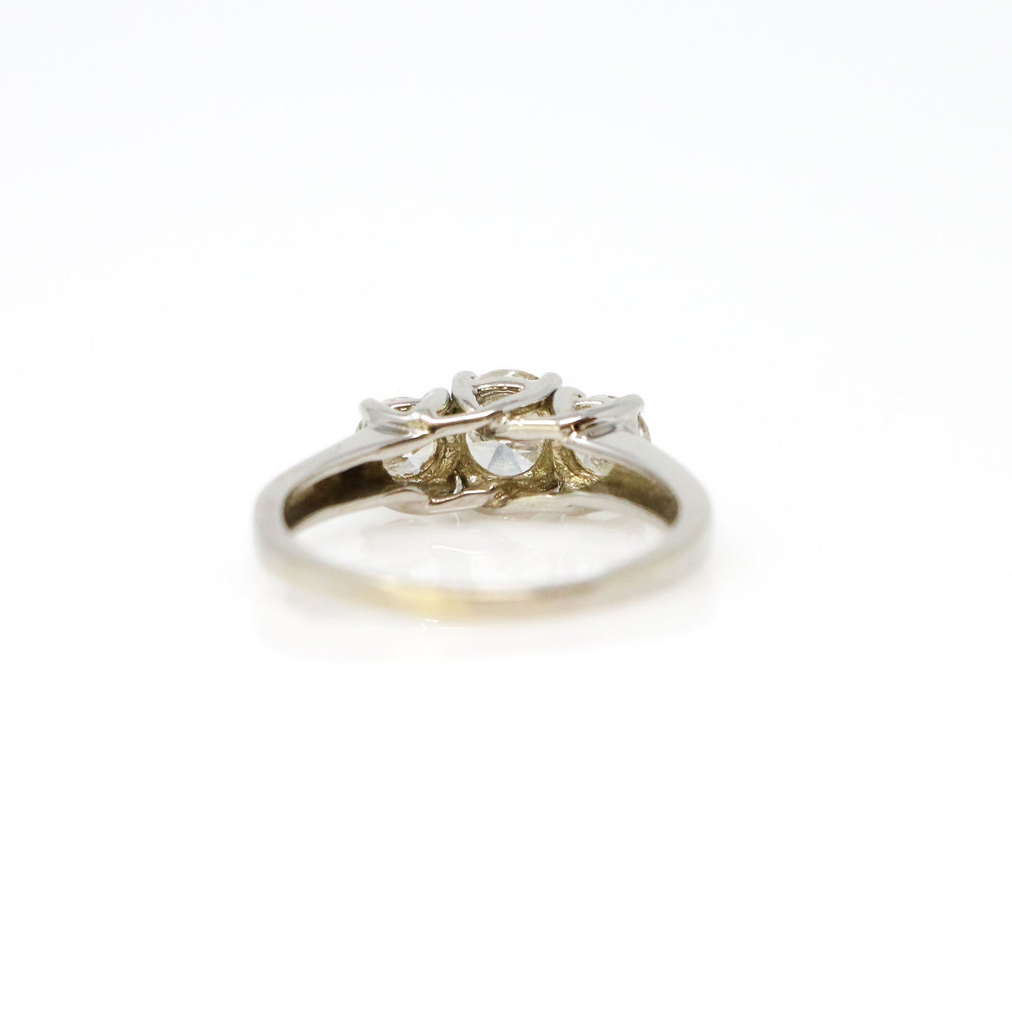 14k White Gold Three Stone Diamond Ring